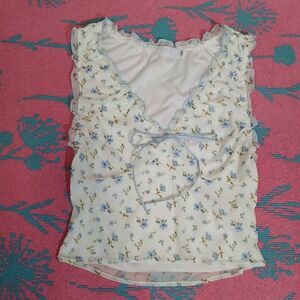 Isalis womens medium boxy cropped shabby chic dainty top fairy Coquette tulle